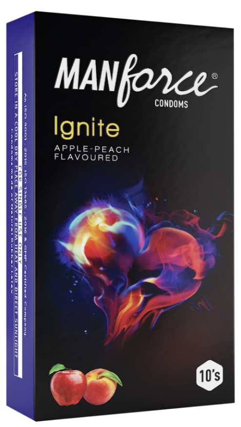 Manforce IGNITE Dotted – Apple-Peach Flavour Condoms